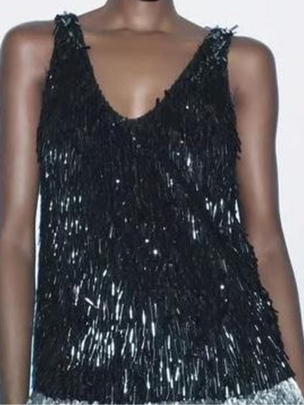 Zara NWT Black Sequin Top